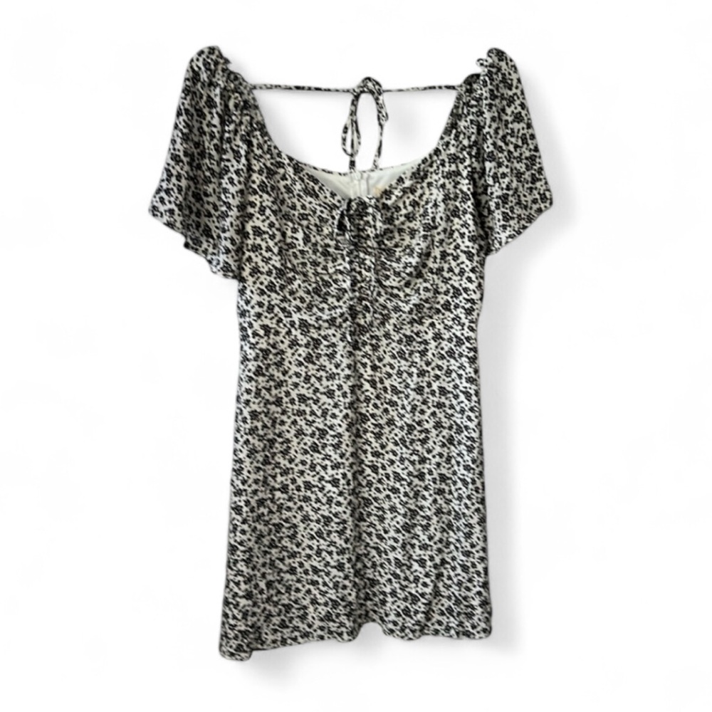 Altar’d State Floral Mini Dress Black/Off White Cream Fit and Flare A Line Sz L